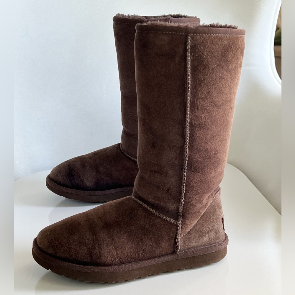 UGG® Australia Women's Classic Tall Sheepskin Boots Dark Chocolate Brown Size 6